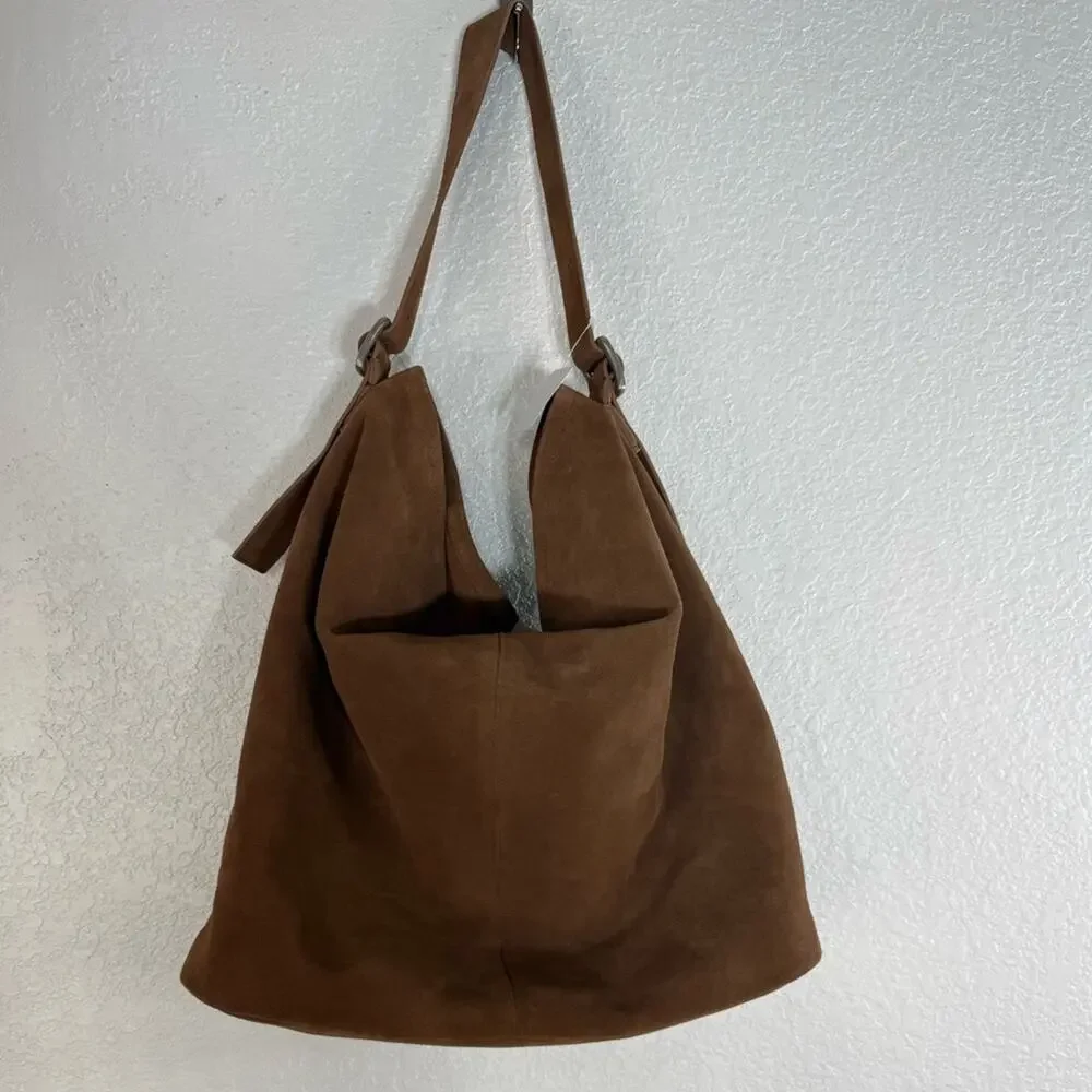 NWT Free People WTF Honor Suede Hobo Bag in Saddle Boho Festival Leather